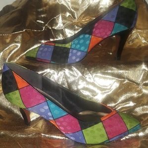 Vintage checkered multi color heels